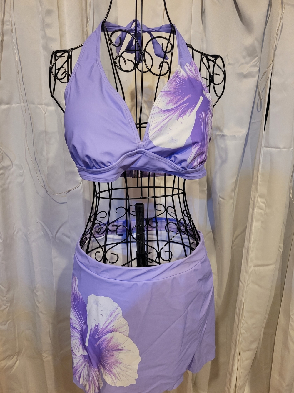 Amazon Lavender Floral Halter Bikini Set